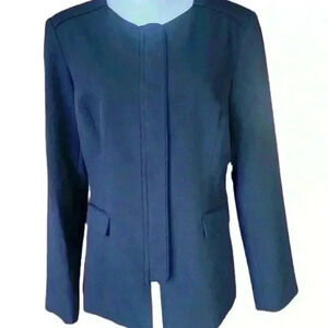 John Meyer Navy jacket long sleeve zipper with snap front 10. Exc condition